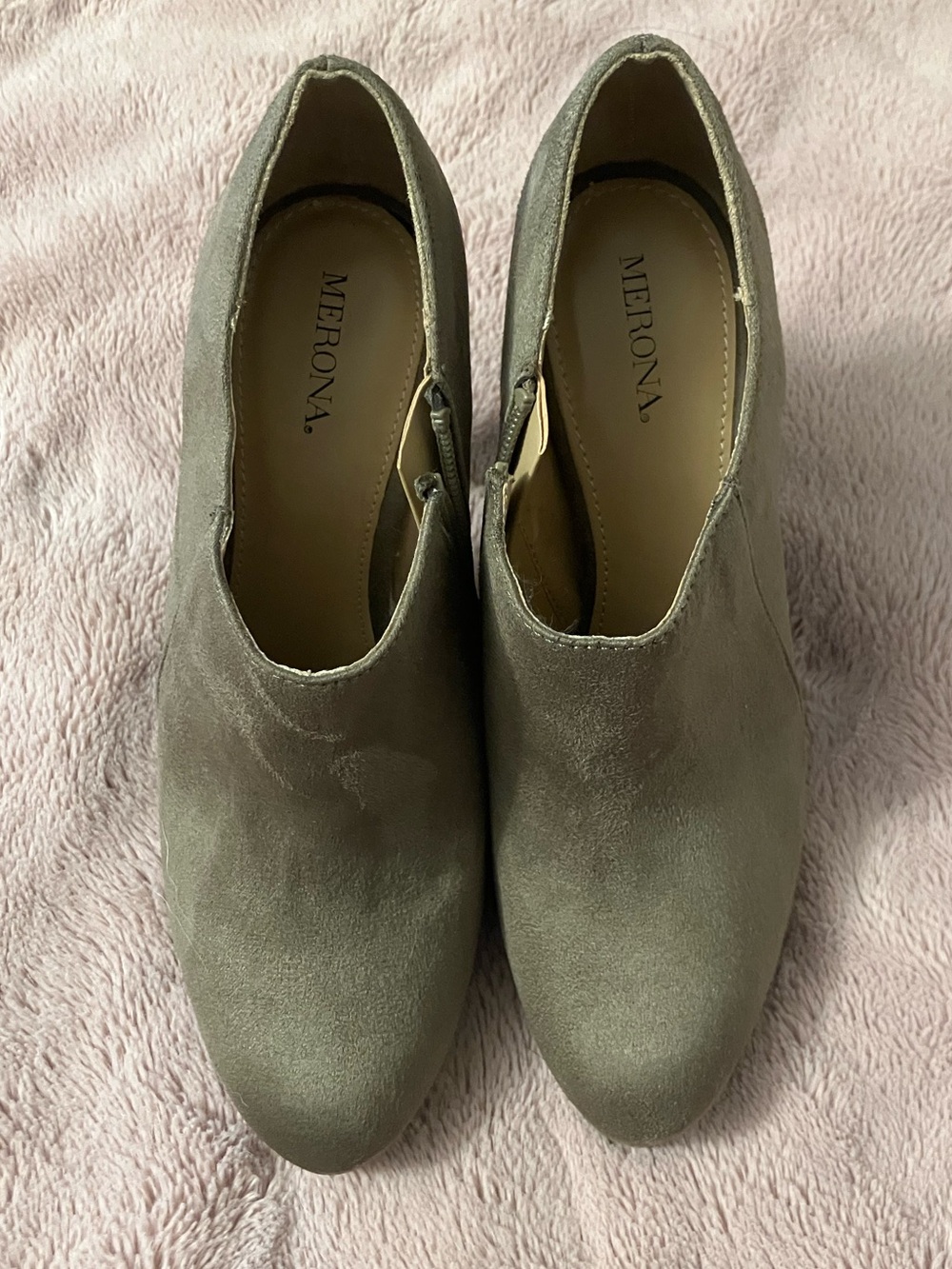 Merona Taupe Suede Ankle Booties with Side Zip